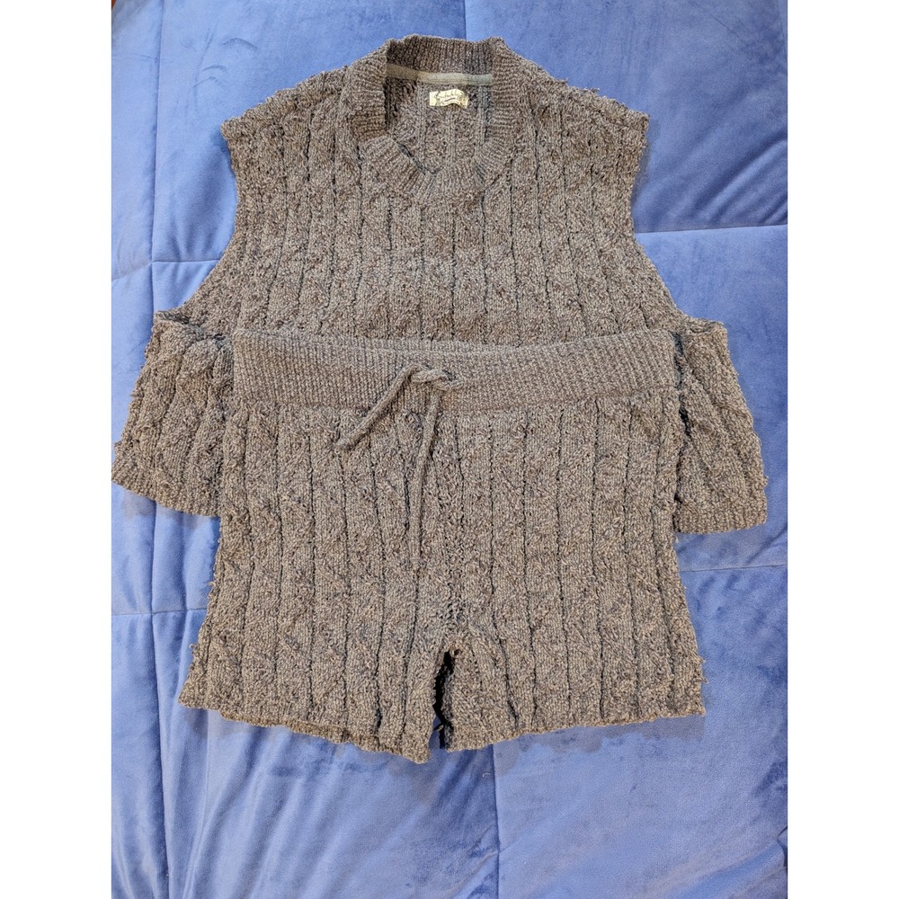 Intimately Free People Loungeโ Set Womens Grey Cable Knit Vest Shorts - Size S